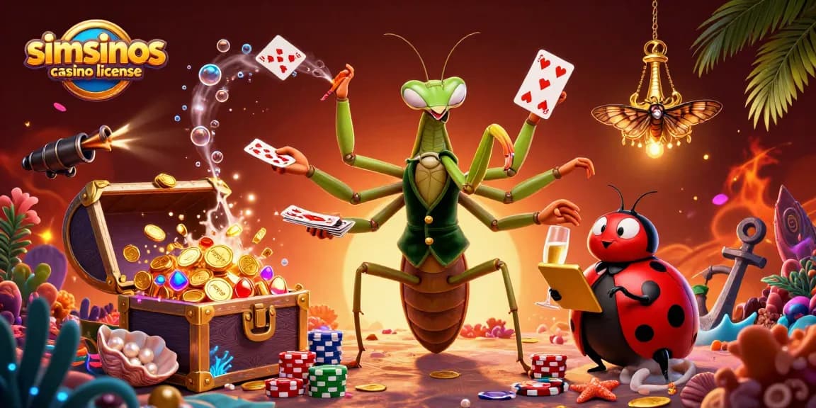 Jouez au simsinos casino licence dans un décor vivant d'illustration 3D riche en détails.