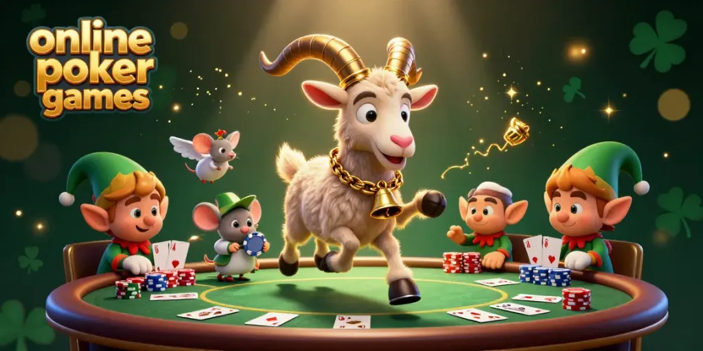 Engage in thrilling online poker games with vibrant characters in a dynamic casino scene.